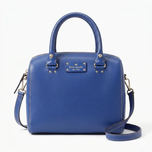 Kate Spade Alessa Wellesley Blue Leather Satchel - Picture 1 of 15